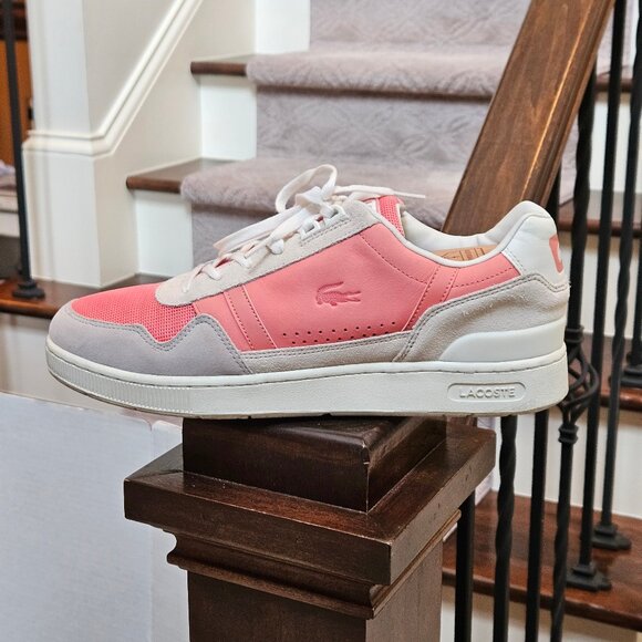 Lacoste Men's Fashion Sneakers, Salmon/Gray, Sz 12 - Picture 9 of 16